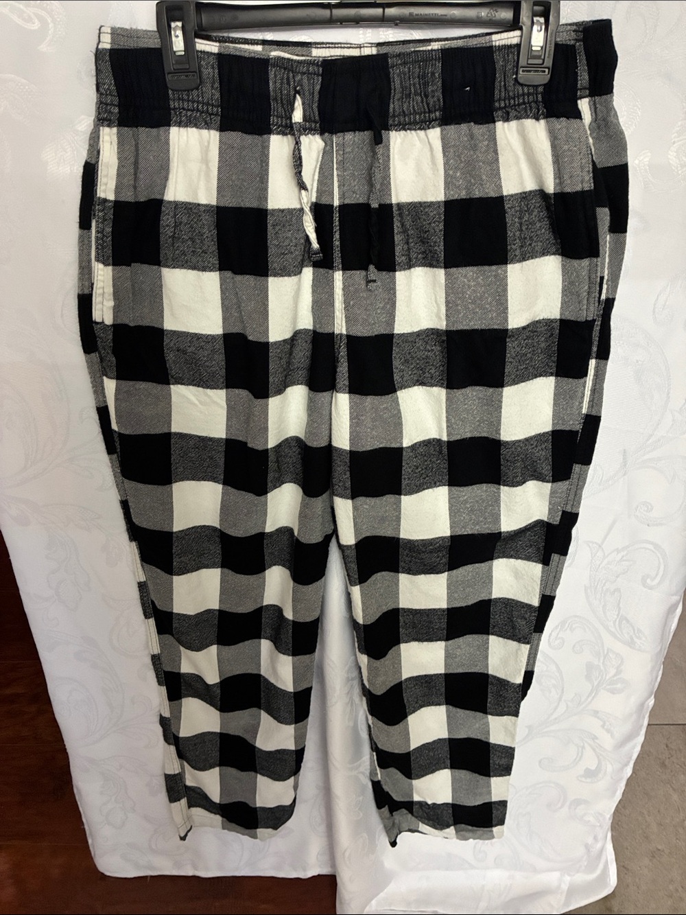 Away Black & White Plaid Drawstring Joggers